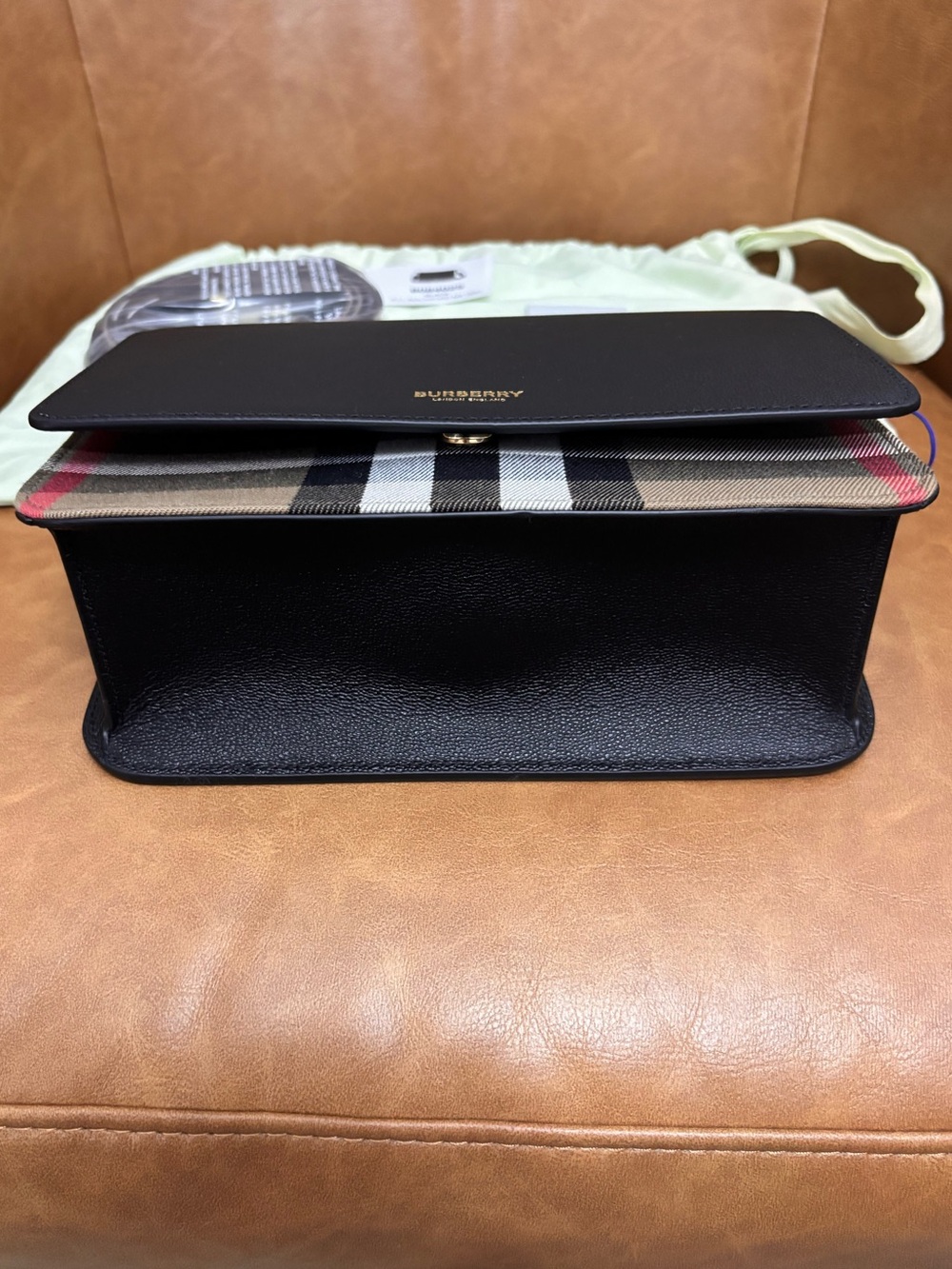NWT Burberry Mackford MX House Check Leather Shoulder Crossbody Bag - Picture 7 of 13